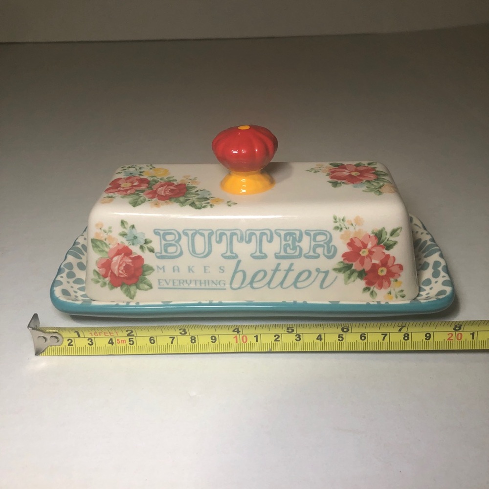 The Pioneer Woman Butter Dish "Vintage Floral" Collection Stoneware - Picture 2 of 14